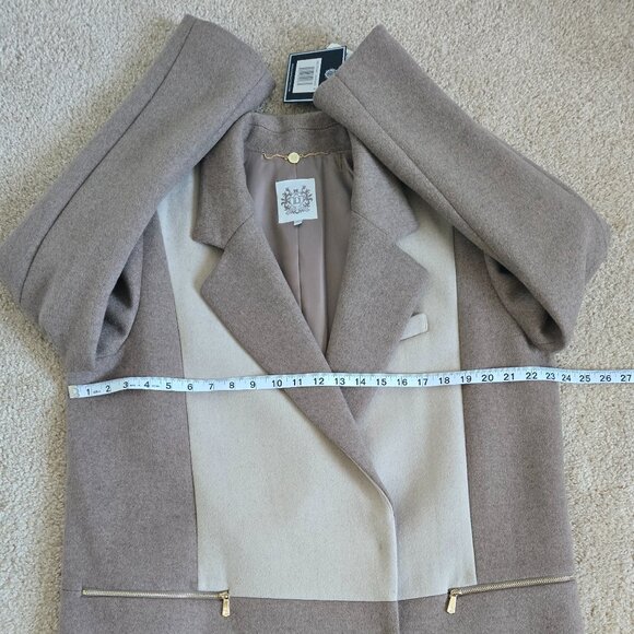 DAWN LEVY Lila two- tone colorblock wool blend coat - Picture 11 of 14